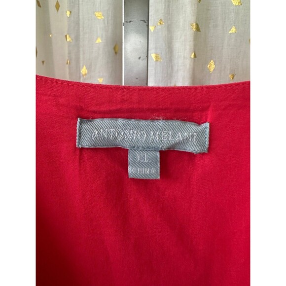 Antonio Melani Linen Blend V-Neckline Cap Flutter Sleeves Tiered A-Line Dress XL - Picture 5 of 6